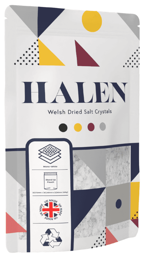 Halen: Welsh Dried Salt Crystals stand-up pouch